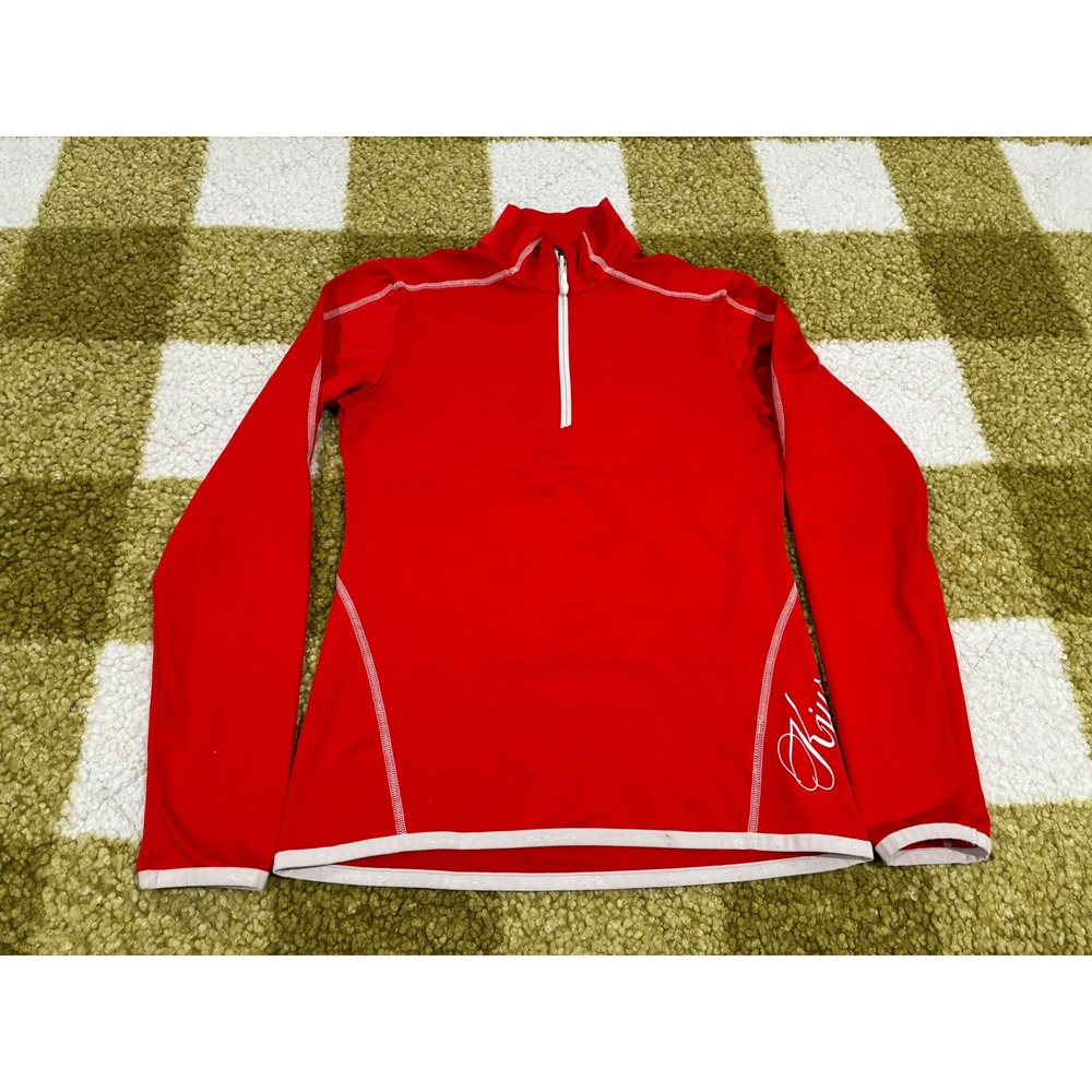 Kjus Womens Red Quarter Zip Base Layer Top Long Sleeve Mock Neck Size 36 S